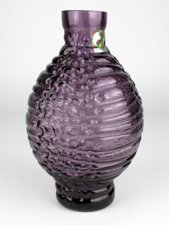 ヒルシュバーグのヴィンテージ紫ガラス花瓶、西ドイツ、70 年代