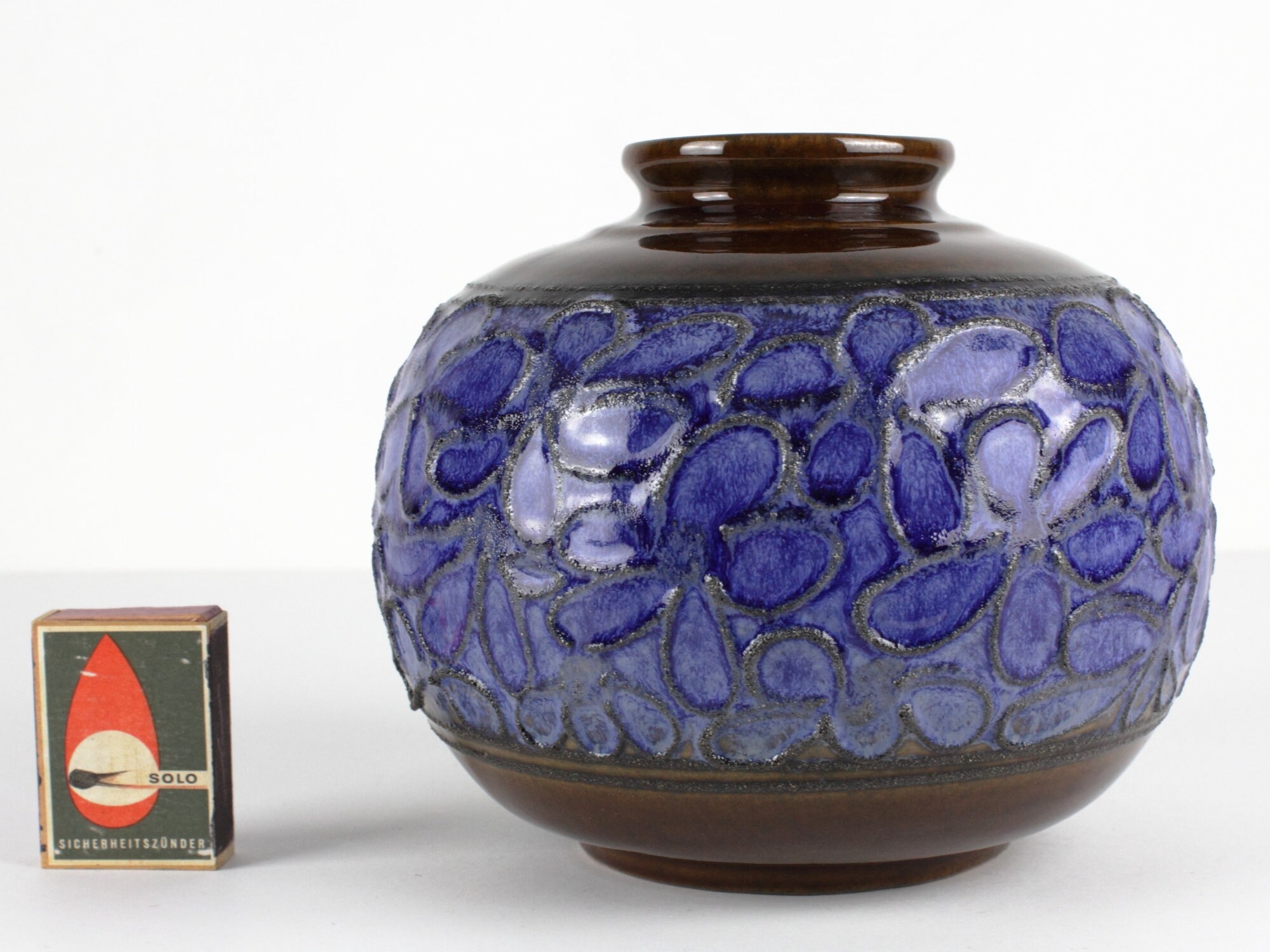 Blue Vintage Fat Lava Ceramic Vase by Strehla Blue Black 60s Etsy UK