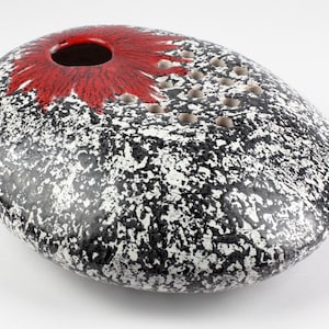 Large Ikebana ceramic vase, stone shape, Hungarian pottery, Mid Century Hungary, 70s ceramic vase