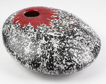 Large Ikebana ceramic vase, stone shape, Hungarian pottery, Mid Century Hungary, 70s ceramic vase