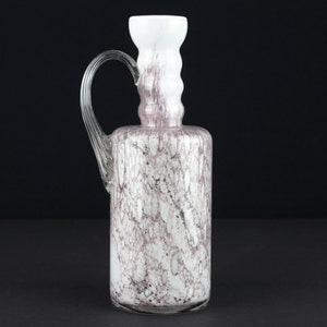 Italienische Glasvase, weiß graue Opaline Florence Glasvase, Italien, Mid Century, mcm Glasvase
