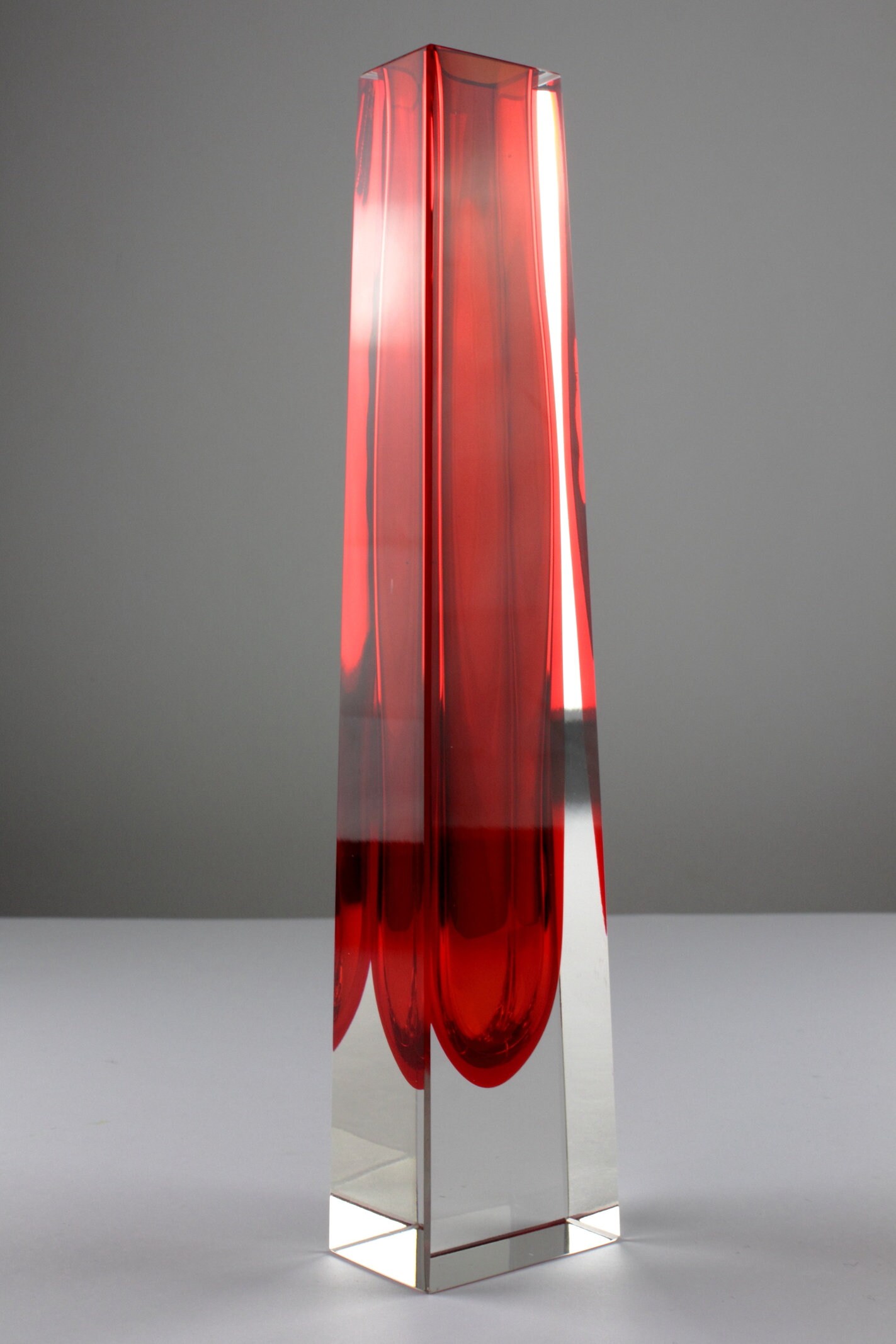 Tall red block glass vase 50s 60s east Germany Mid Century Etsy