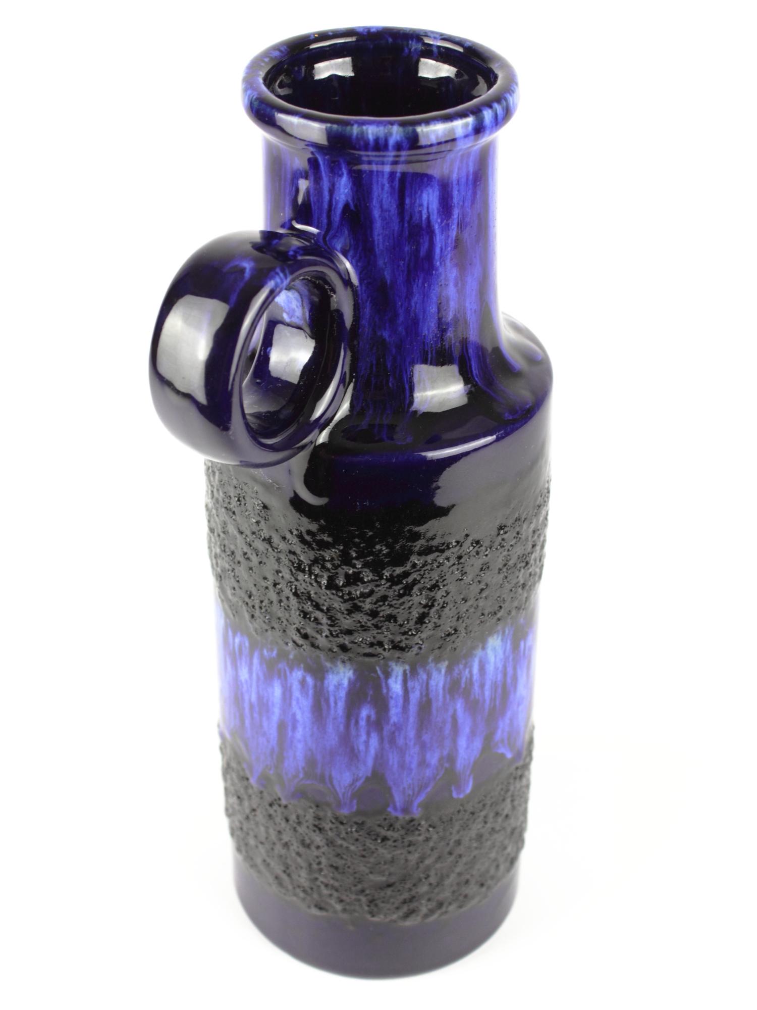 Scheurich Ceramic Vase 401-28 Blue Fat Lava , West German Pottery