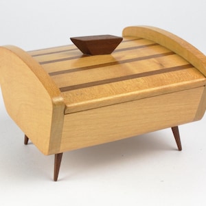Vintage Schmuckkästchen, Eschenholz, 50er Jahre, DDR Kunsthandwerk, Mid Century, mcm Holzkästchen