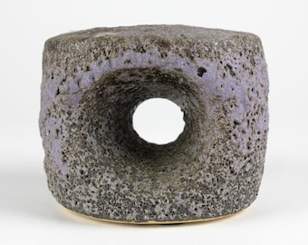 Vest Keramiek fat lava chimney ceramic vase, purple vat lava, Dutch pottery, Mid Century, 70s