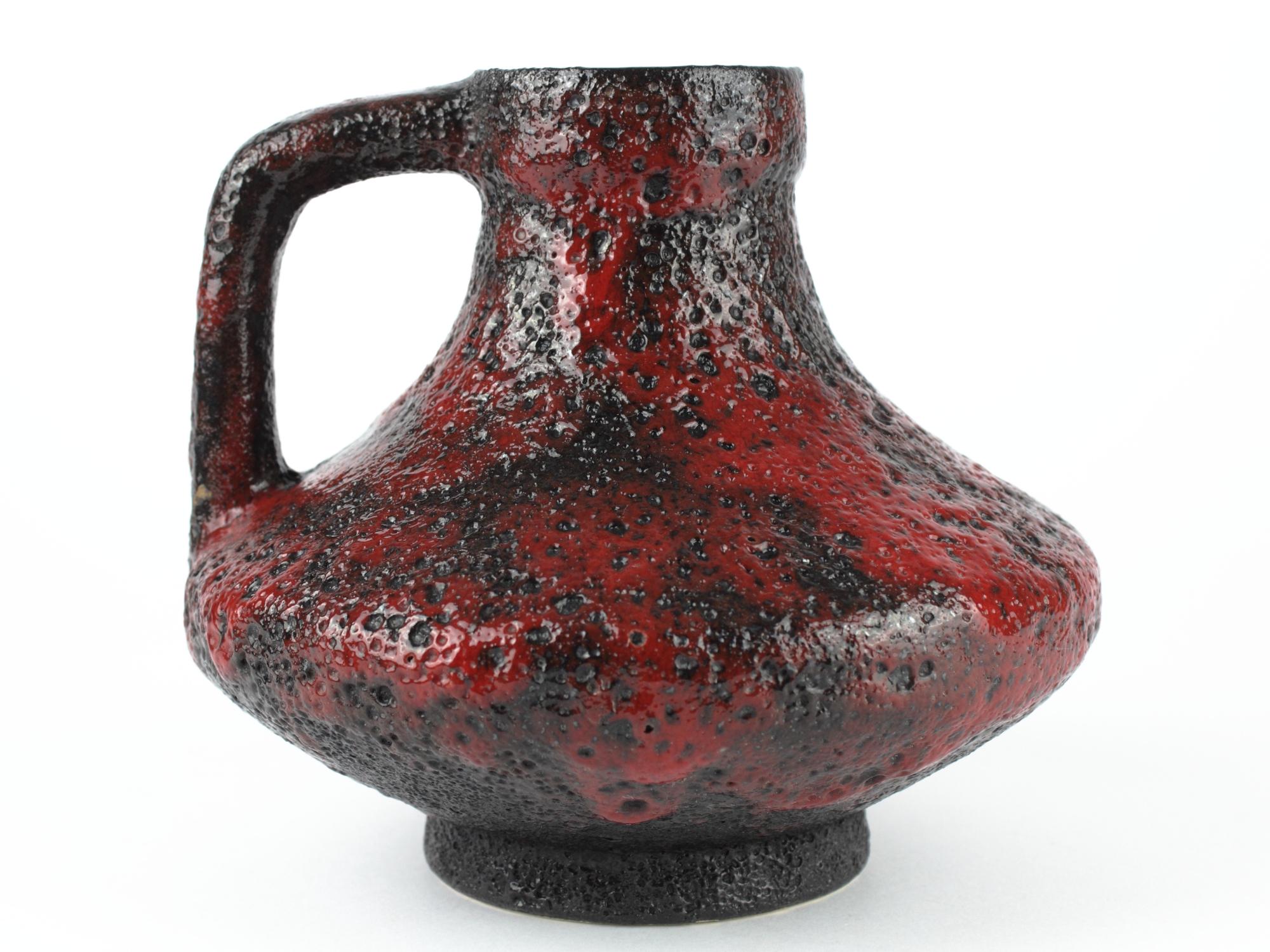 Jopeko 溶岩セラミック花瓶、赤黒溶岩、70 年代、西ドイツ陶器、ミッド