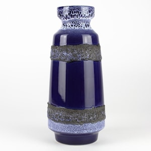 Vase en céramique de lave bleue grasse par Strehla, années 70, poterie est-allemande, milieu du siècle, mcm