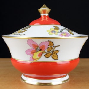 Art deco porcelain cookie jar, vintage porcelain box with lid, Germany, early Mid Century