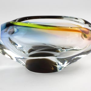 Czech crystal glass bowl, mcm glass ashtray, from the 70s, mid century, vintage