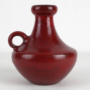 Rote Vintage Studio Keramik Vase von Heyne aus den 70er Jahren, Mid Century