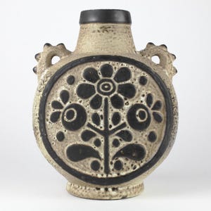 Vase en céramique vintage marron noir Carstens avec fleurs, années 70, poterie ouest-allemande, milieu du siècle, vase en céramique mcm Carastens, WGP