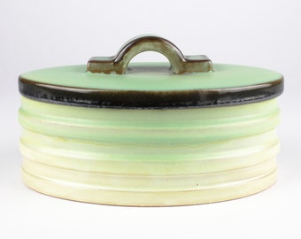 Art deco ceramic cookie jar, vintage ceramic box with lid, Germany, Early Mid Century