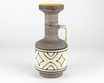 Große grau gelbe Vintage Keramikvase von Ü-Keramik, 60er Jahre, Mid Century Keramik Krug von Ü-Keramik