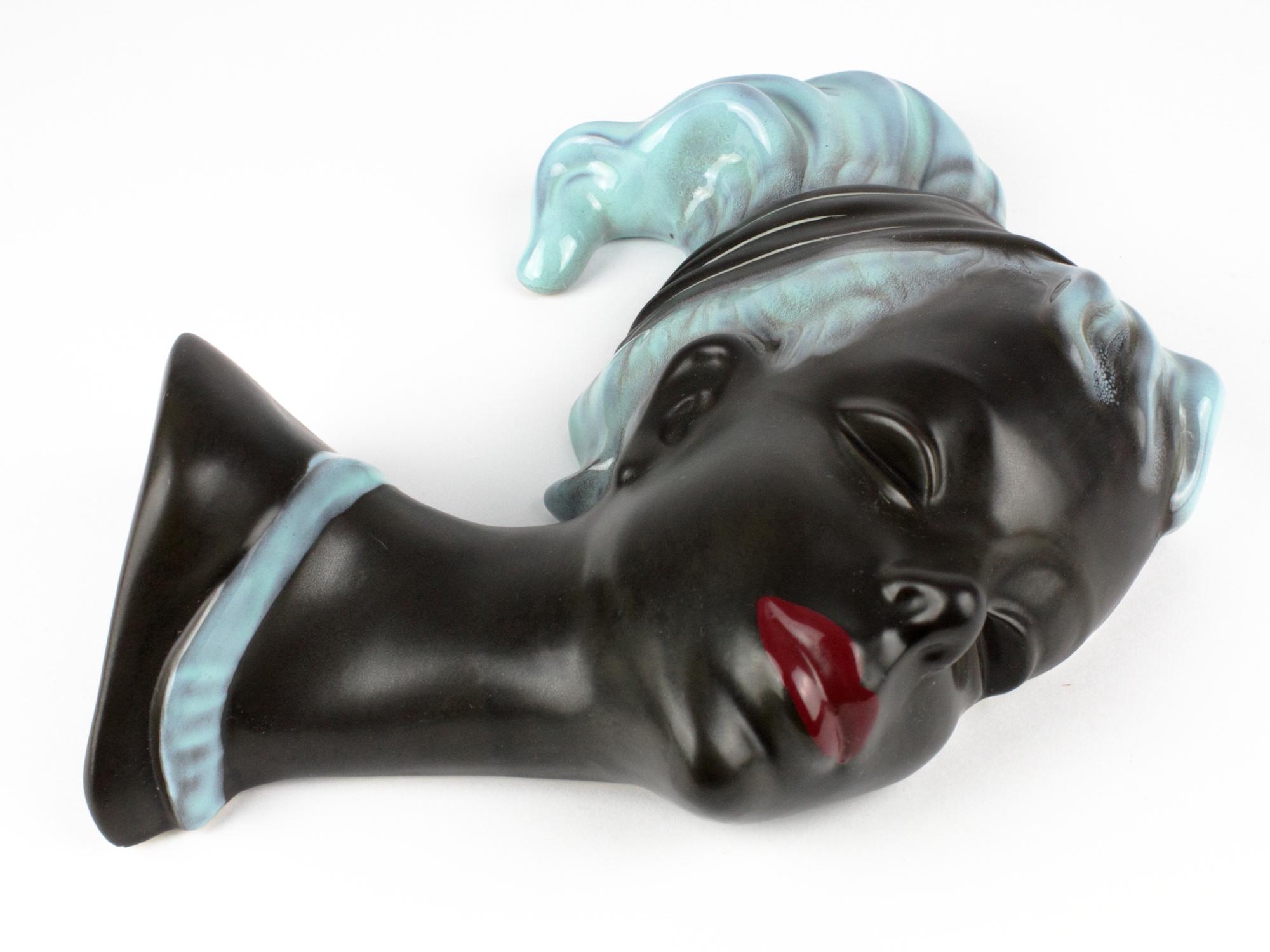 Masque Mural Cortendorf Fille Blonde - Poterie Allemande Vintage - Années 1930