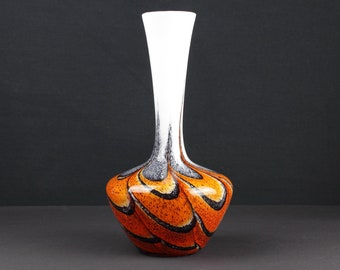 Hög Opalin Florence glasvas, orangevit, 70-tal, Italien, mitten av århundradet, vintage glasvas