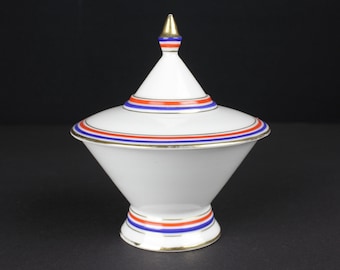 Bombonierka z porcelany w stylu art déco, autorstwa Hertel-Jacob Rehau, antyczne pudełko porcelanowe z pokrywką, Niemcy, 1920 r.