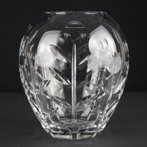 Vivid crystal glass, cut flower decor, west Germany, Mid Century clear glass vase