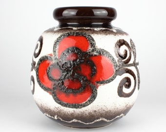 グランドセール Mini Pottery German West LAVA FAT 550-10 Vase Scheurich Red アンティーク雑貨