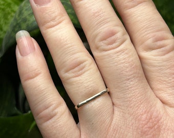 Minimalist dainty thin 14k gold fill stackable square ring