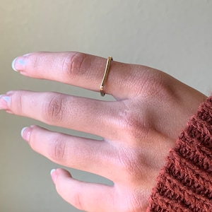 Thin Dainty minimalist 14k gold fill stackable square ring