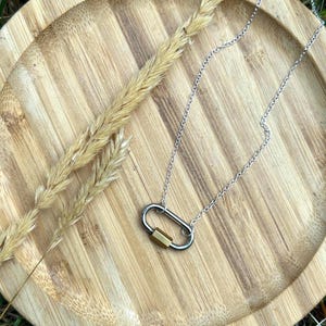 Silver and Gold Miniature Carabiner Necklace