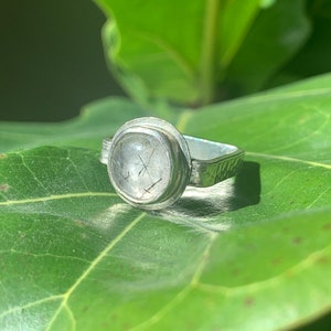 Vierkante ring van toermalaatkwarts sterlingzilver