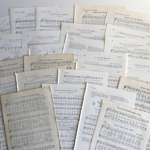 antique Christmas hymnal sheet music for paper crafting, junk journals, smash books, scrapbooking and collage