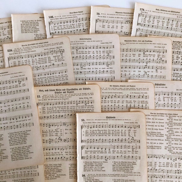 1942 antique gothic German hymnal sheet music for paper crafting, junk journals, smash books, scrapbooking and collage