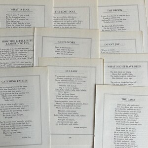 Pages de poésie vintage pour enfants pour un journal de bord, des collages et des créations sur papier
