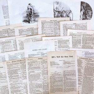 Vintage Shakespeare Book Pages: Illustrated Ephemera for Collage (25 Pages)