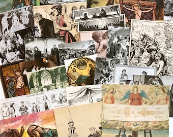 Vintage Christian Ephemera Pack, Bible Story Art, Journaling Scrapbook Supplies