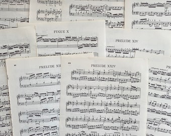 1924 Antique Bach Sheet Music, Crafting Paper, Junk Journals