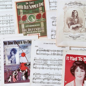 vintage Family Song Book illustrated sheet music for paper crafting, junk journals, smash books, scrapbooking and collage