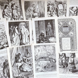 pages illustrées vintage des contes des mille et une nuits, pages antiques illustrées des mille et une nuits, pages antiques pour la fabrication de papier