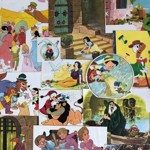 vintage Disney ephemera for junk journals, smash books, art journals, collage and altered art, fairy tale themed ephemera