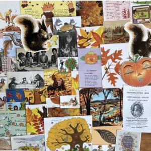 Articles éphémères d'automne, articles éphémères de Thanksgiving pour journaux indésirables, livres à succès, revues d'art, collages et oeuvres d'art modifiées, articles éphémères sur le thème de l'automne