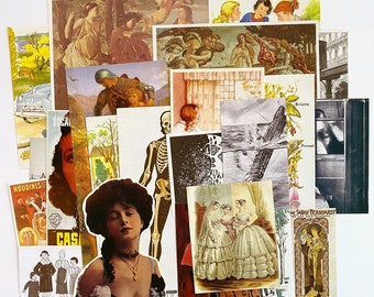Paquete enorme de 100 piezas de material efímero vintage para diarios basura, técnicas mixtas vintage, cottagecore, smash books, diarios de arte, collage y arte alterado.