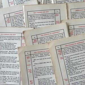 antique 1909 La richesse de l'amitié pages de poésie pour journal indésirable, collage et création de papier, poèmes d'amitié et citations