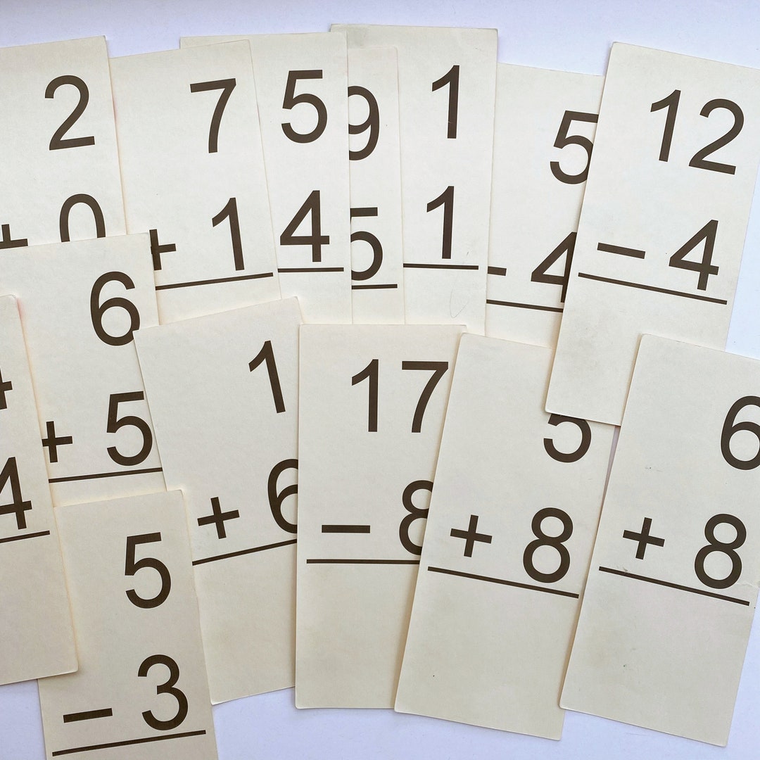 Vintage Math Flash Cards, Vintage Addition & Subtraction Flash Cards Etsy