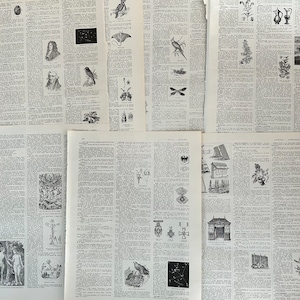 Anciennes pages de dictionnaire français illustrées de 1929 imprimées à Paris