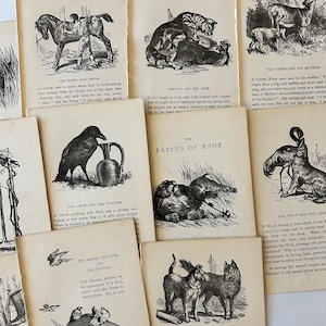 Anciennes pages illustrées des fables d'Ésope imprimées en Grande-Bretagne