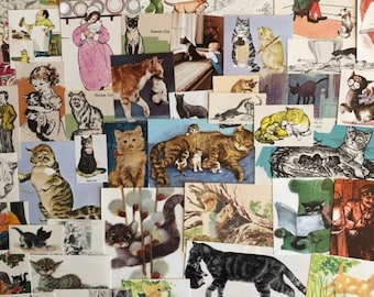 cat ephemera for junk journals, smash books, art journals, collage and altered art, kitten ephemera