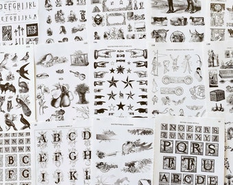 Vintage American Type Founders Illustrations: Alphabet Typography (15 Double Sided Pages)