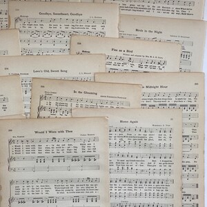May include: A collection of vintage sheet music featuring various songs, including "Goodbye, Sweetheart, Goodbye", "Love's Old, Sweet Song", "In the Gloaming", "Would I Were with Thee", "Birds in the Night", "Flee as a Bird", "Is Midnight Hour", and "Home Again".