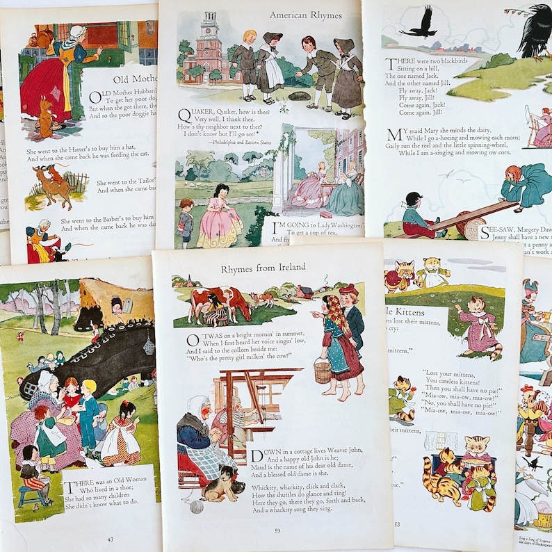Vintage 1925 Nursery Rhymes Illustrations: Gallery Wall Art - Etsy