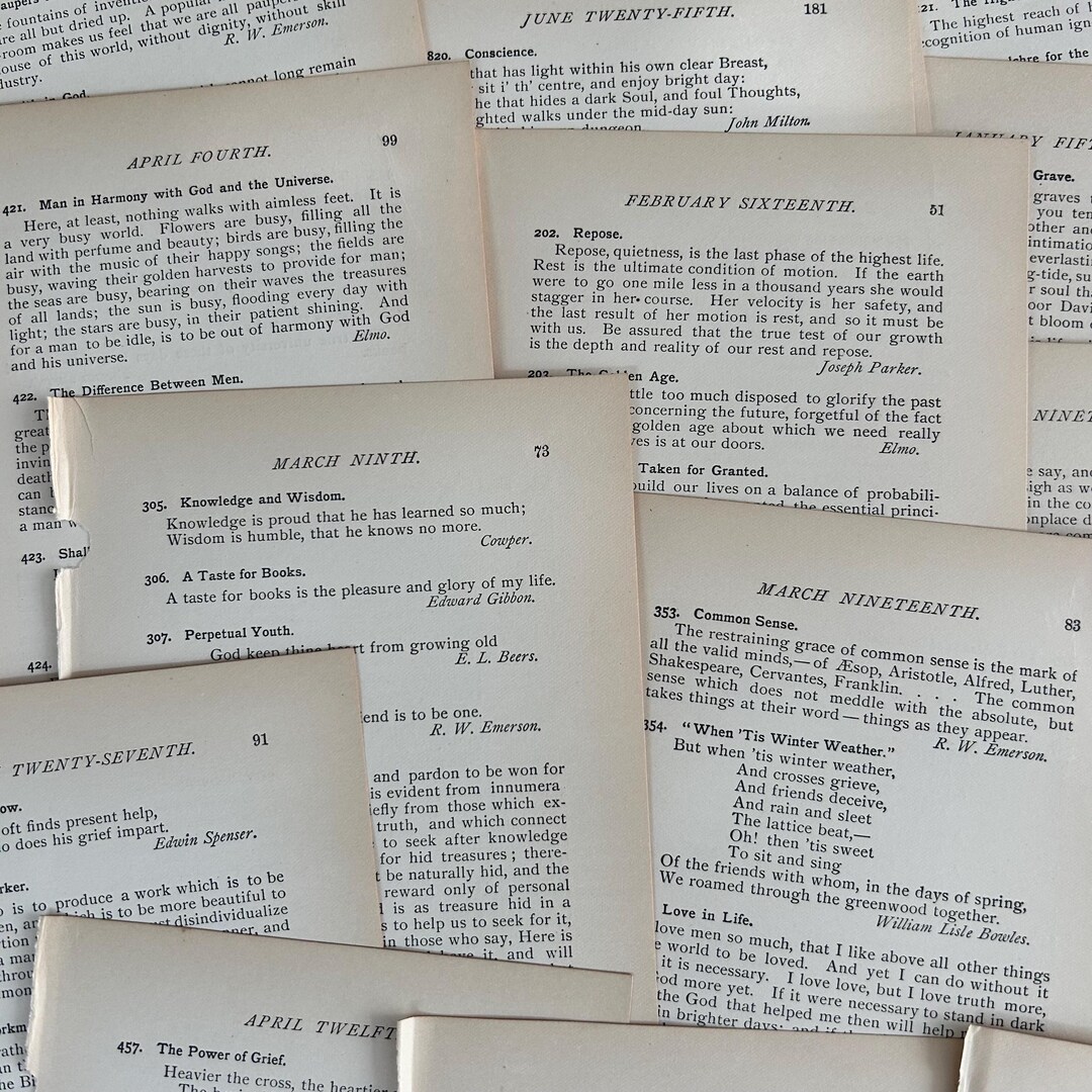 Antique 1890 Quote Pages, Junk Journal & Collage Text Inspiration Kit ...