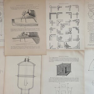 Mechanische tekening 1888 prachtige architectuurillustraties voor knutselen met papier, junkjournals, smashbooks, scrapbooking, collagekunst