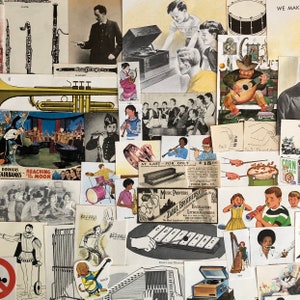 Paquete de material efímero con temática musical para diarios basura, libros de éxito, diarios de arte, collages y arte alterado - material efímero con temática musical