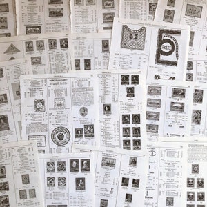 Páginas del catálogo de sellos postales estándar antiguos de 1945, efímeras postales antiguas, páginas antiguas para collages de diarios basura, kit de efímeras