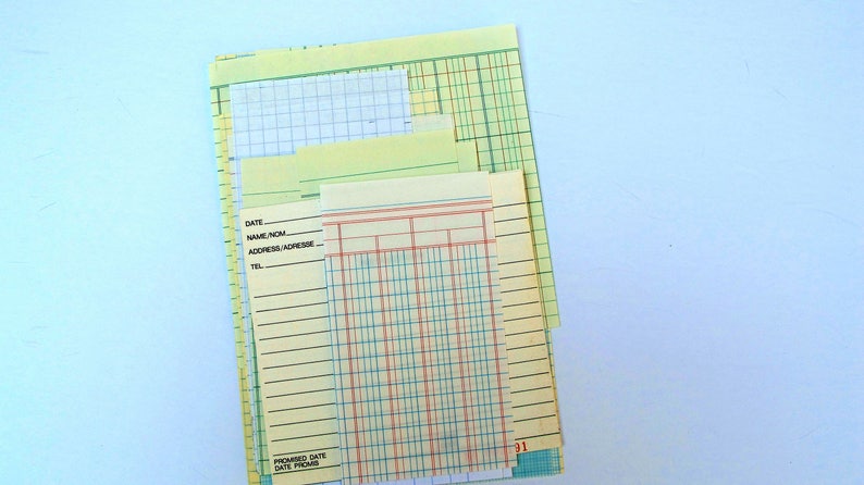 50 piece vintage ledger paper scrap pack image 5